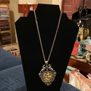 Silver and Black Pendant Necklace